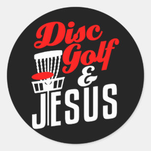 Disc Golf Jesus Christian Funny Golfing Golfer Classic Round Sticker