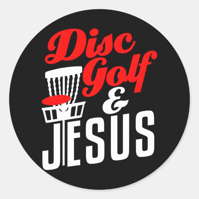Disc Golf Jesus Christian Funny Golfing Golfer Classic Round Sticker (Front)
