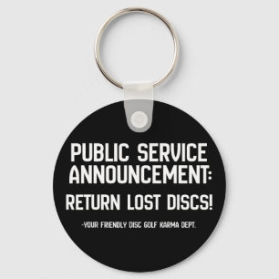 Disc Golf Karma Dept Return Lost Discs - Funny Psa Keychain