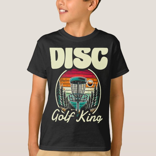 Disc Golf King Retro Forest Sunset  T-Shirt (Front)