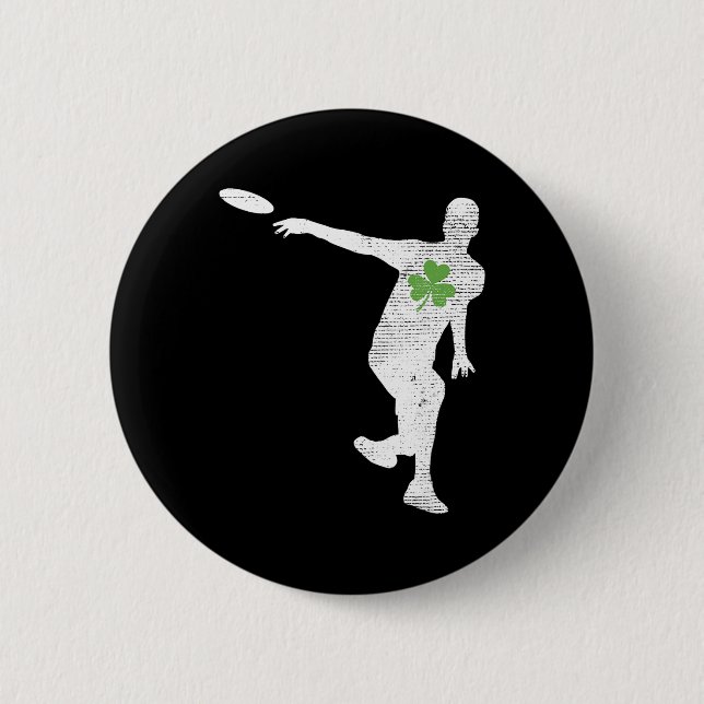 Disc Golf Lovers Green Shamrock Leaf St Patricks D 2 Inch Round Button (Front)