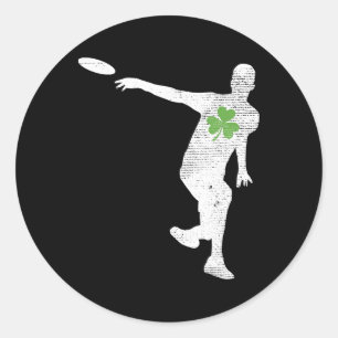 Disc Golf Lovers Green Shamrock Leaf St Patricks D Classic Round Sticker