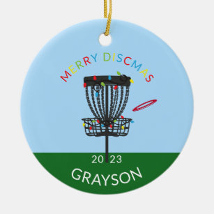 Disc Golf Merry Discmas Christmas Ceramic Ornament