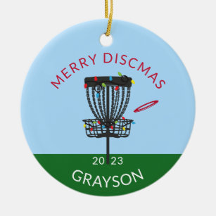 Disc Golf Merry Discmas Christmas Ceramic Ornament