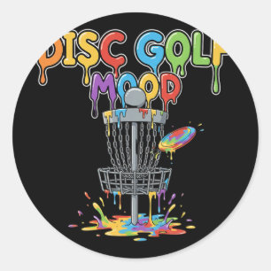 Disc Golf Mood Rainbow Splash Disc Sket Classic Round Sticker