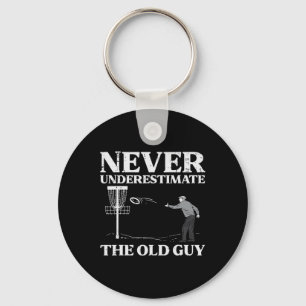 Disc Golf Never Underestimate Old Guy Frisbee Frol Keychain
