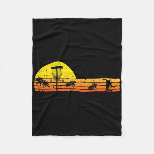 Disc Golf Palm Trees Retro Frisbee Frolf Sport Men Fleece Blanket