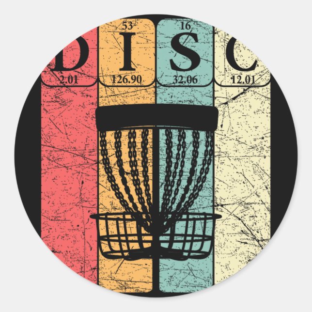Disc Golf Periodic Table Elements Frolf Player Vin Classic Round Sticker (Front)