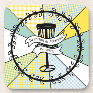 Disc Golf Personalized Couple Established Date Coaster