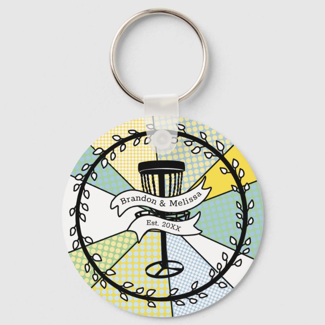 Disc Golf Personalized Couple Established Date     Keychain (Front)