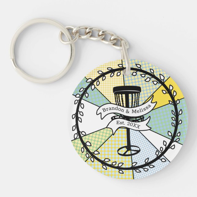 Disc Golf Personalized Couple Established Date    Keychain (Front)