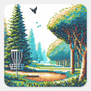Disc Golf Pixel Art  Square Sticker