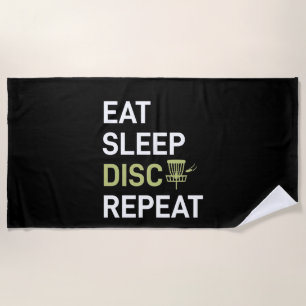 Disc Golf Player   Eat Sleep Disc Golf Repeat Beach Towel