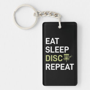 Disc Golf Player Eat Sleep Disc Golf Repeat Keychain