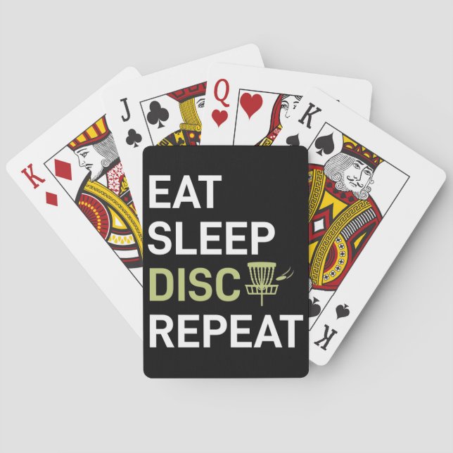 Disc Golf Player | Eat Sleep Disc Golf Repeat Playing Cards (Back)