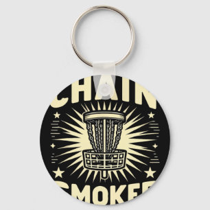 Disc Golf Player Golfing Golfer Chain Smoker Men W Keychain