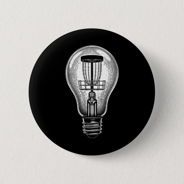 Disc Golf Player Light Bulb Sket Good Idea Golfer  2 Inch Round Button (Front)