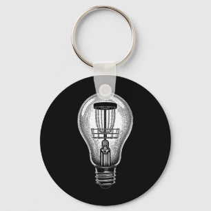 Disc Golf Player Light Bulb Sket Good Idea Golfer Keychain