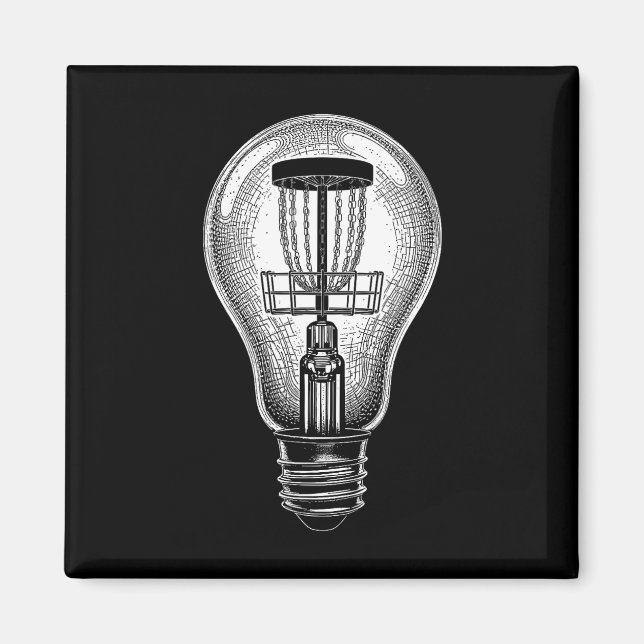 Disc Golf Player Light Bulb Sket Good Idea Golfer  Magnet (Front)