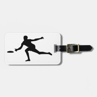 Disc golf player luggage tag