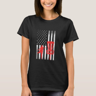 Disc Golf Player Vintage US Flag Proud Disc Golf T-Shirt