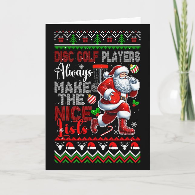 Disc Golf Players Always Make Nice List Christmas  Card (Front)