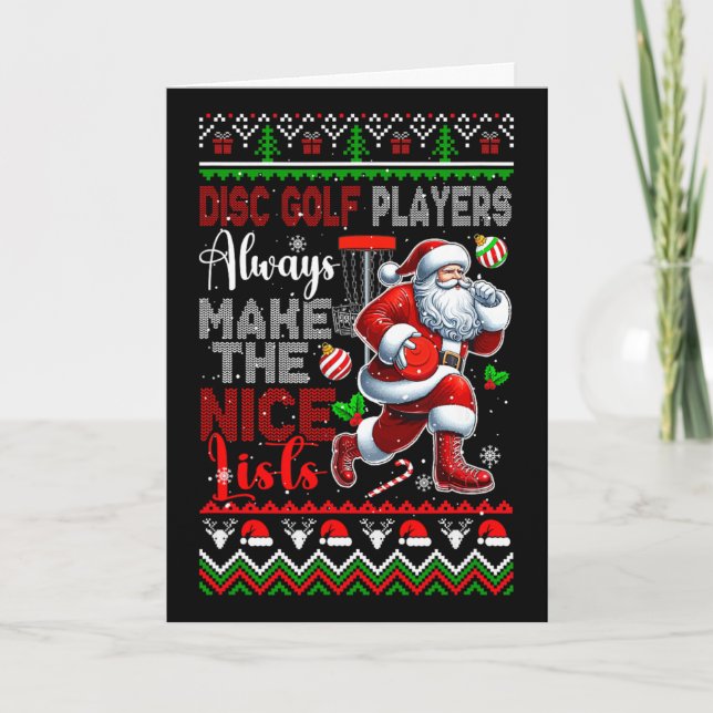 Disc Golf Players Always Make Nice List Christmas  Card (Front)
