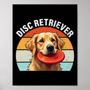Disc Golf Retriever Funny Golden Retriever Golfing Poster