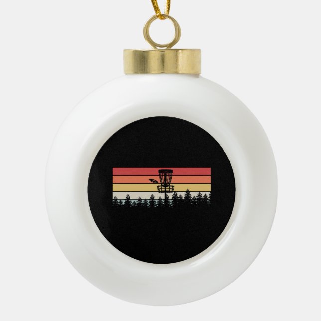 Disc Golf Retro Ceramic Ball Christmas Ornament (Front)