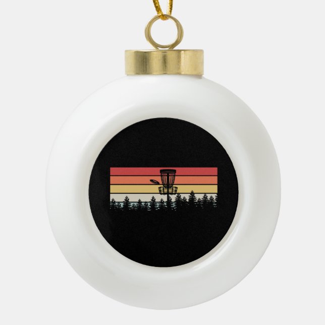 Disc Golf Retro Ceramic Ball Christmas Ornament (Front)