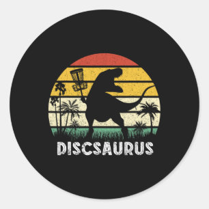 Disc Golf Retro Dinosaur Disc Golf Player Frolf Fl Classic Round Sticker