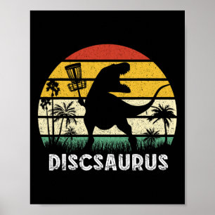 Disc Golf Retro Dinosaur Disc Golf Player Frolf Fl Poster
