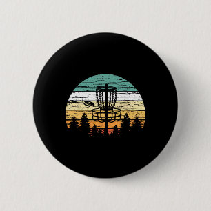 Disc Golf Retro Shirt, Sunset Vintage Frisbee Golf 2 Inch Round Button