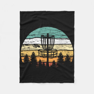 Disc Golf Retro Shirt, Sunset Vintage Frisbee Golf Fleece Blanket