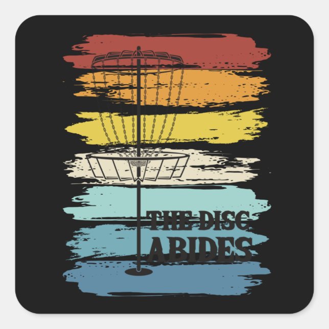 Disc Golf Retro Square Sticker (Front)
