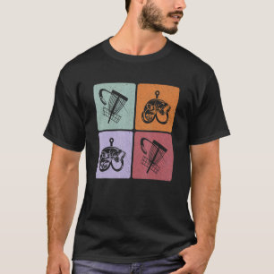 Disc Golf Retro Sunset 4 Square Frisbee Golf Fishi T-Shirt