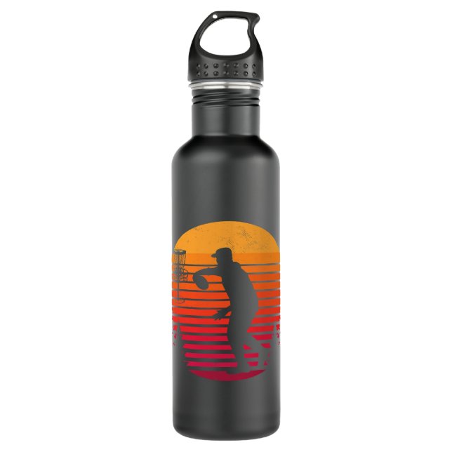 Disc golf retro theme artistic art work 710 ml water bottle (Front)