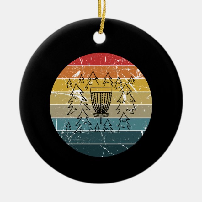 Disc Golf Retro Vintage Ceramic Ornament (Front)