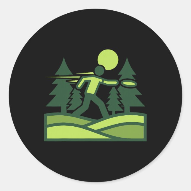 Disc Golf Scene Flying Disc Golfer Forest Courses  Classic Round Sticker (Front)