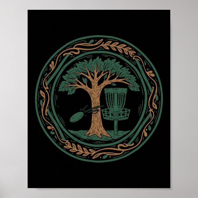 Disc Golf Scene Flying Disc Tree Disc Golf Sket  Poster (Front)