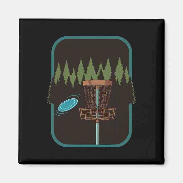 Disc Golf Scene Forest Sket Flying Disc Fun  Magnet (Front)