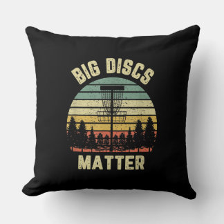 Disc Golf Shirt Funny Big Discs Matter Retro Disc Throw Pillow