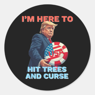 Disc Golf Shirt Funny Hit Trees And Curse Retro Di Classic Round Sticker