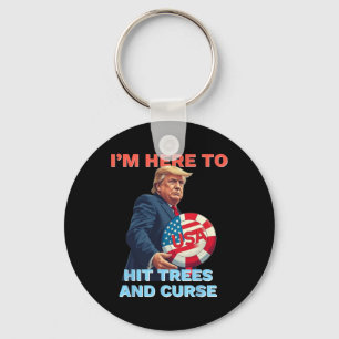 Disc Golf Shirt Funny Hit Trees And Curse Retro Di Keychain