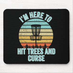 Disc Golf Shirt Funny Hit Trees And Curse Retro Di Mouse Pad
