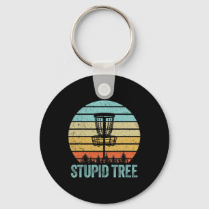 Disc Golf Shirt Funny Stupid Tree Retro Disc Golf Keychain
