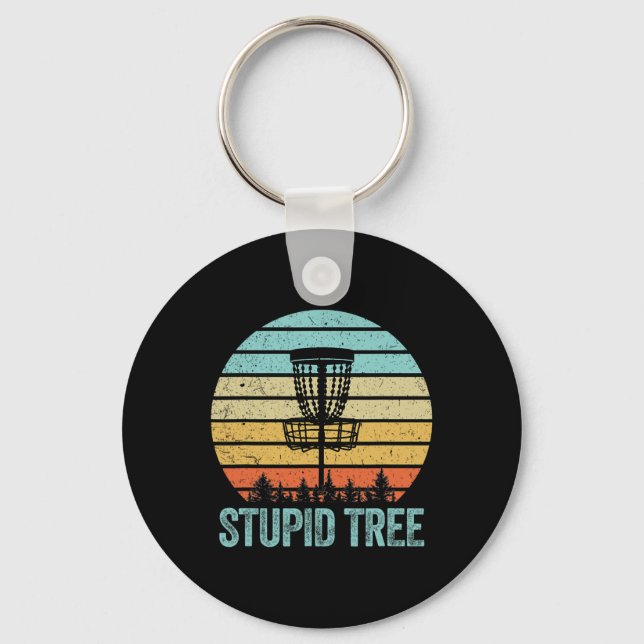 Disc Golf Shirt Funny Stupid Tree Retro Disc Golf  Keychain (Front)