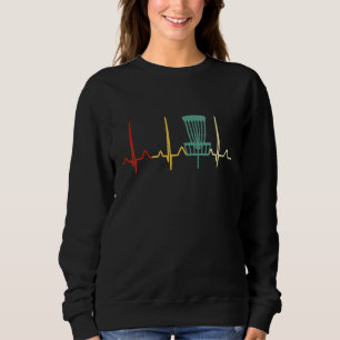 Disc Golf Sport Retro Heartbeat Disc Golf Funny Fr Sweatshirt
