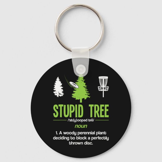 Disc Golf Stupid Tree Noun Dictionary Gift Midrang Keychain (Front)
