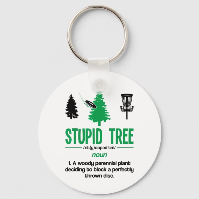 Disc Golf Stupid Tree Noun Dictionary Gift Midrang Keychain (Front)